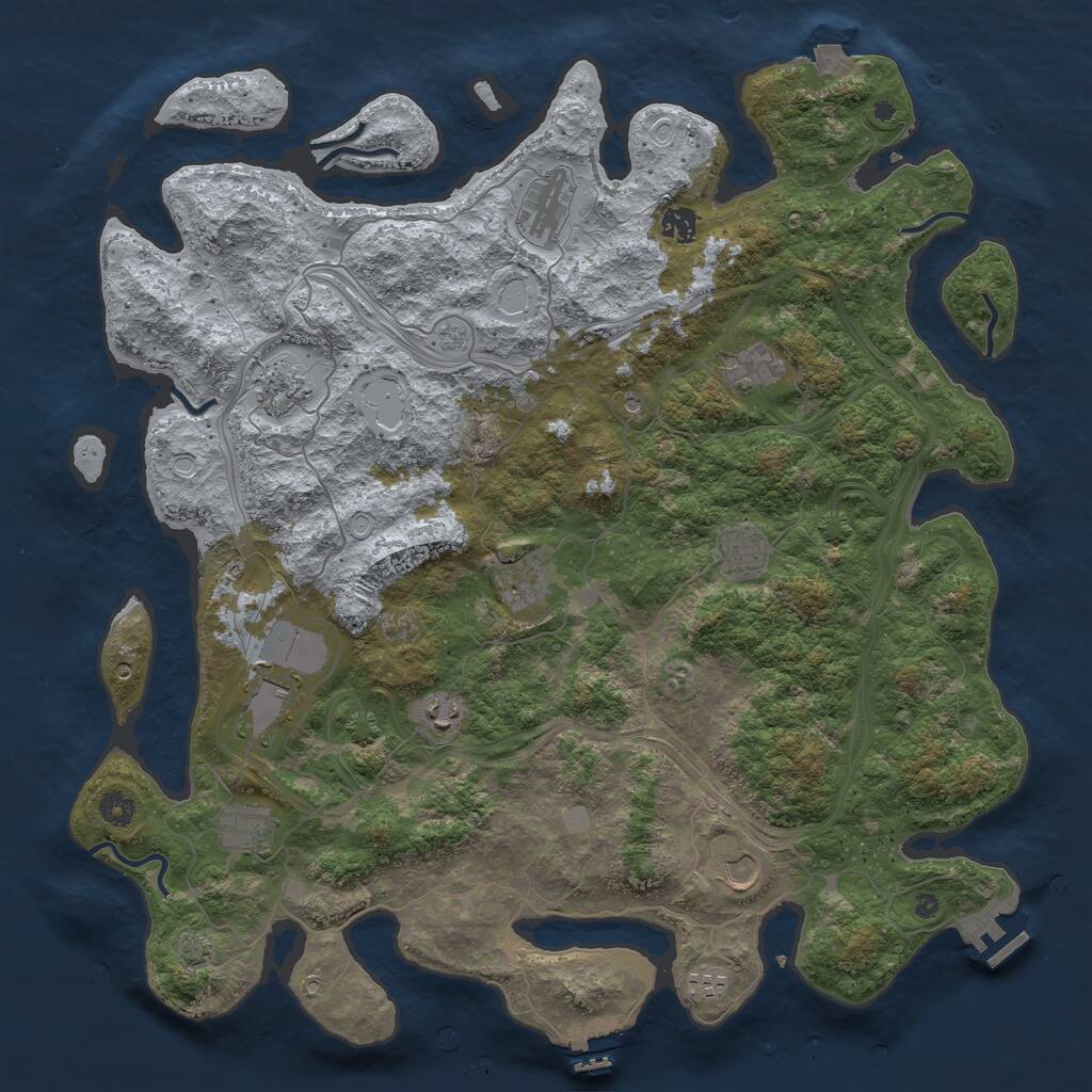 Rust Map: Procedural Map, Size: 4500, Seed: 1753941681, 17 Monuments