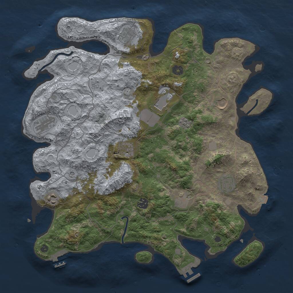 Rust Map: Procedural Map, Size: 4000, Seed: 1105175032, 16 Monuments