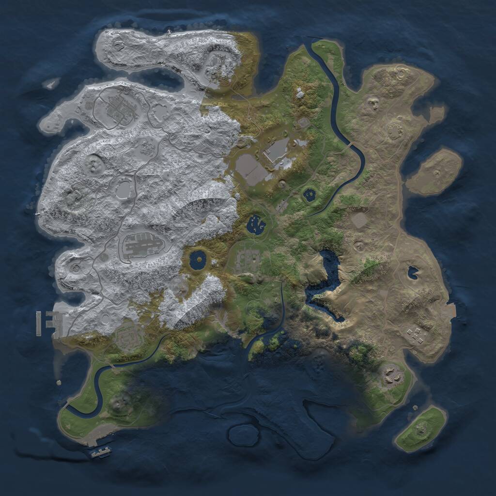 Rust Map: Procedural Map, Size: 4000, Seed: 1105175032, 17 Monuments