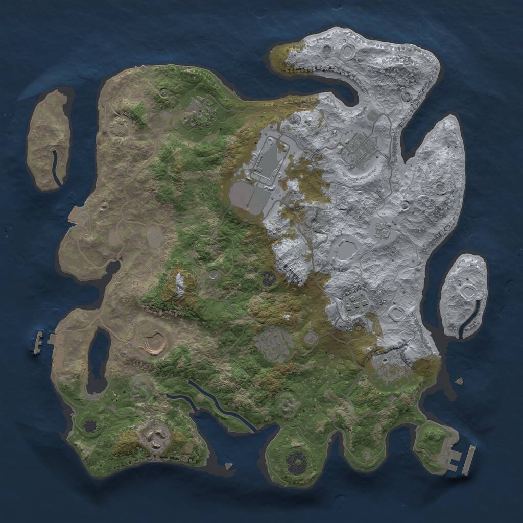 Rust Map: Procedural Map, Size: 3500, Seed: 1280975440, 14 Monuments