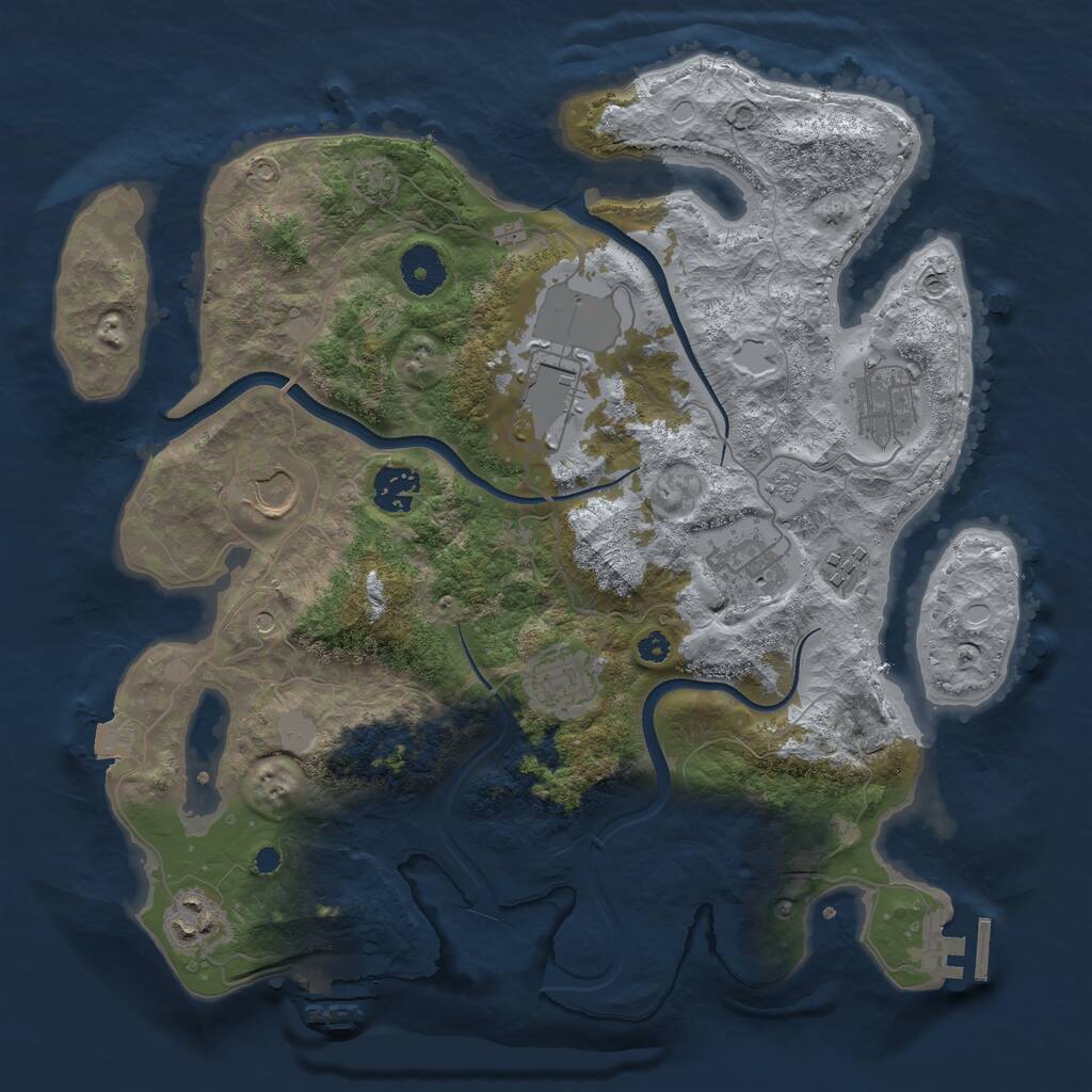 Rust Map: Procedural Map, Size: 3500, Seed: 1280975440, 14 Monuments