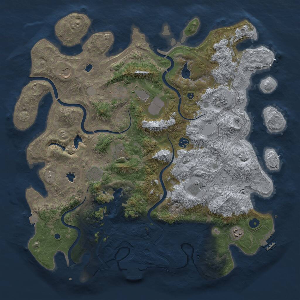 Rust Map: Procedural Map, Size: 4500, Seed: 447781, 18 Monuments