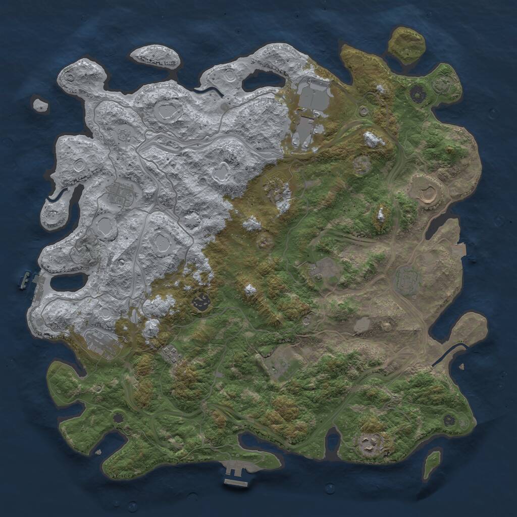 Rust Map: Procedural Map, Size: 4500, Seed: 57920, 17 Monuments