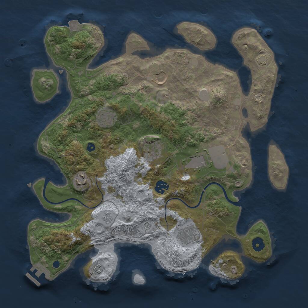 Rust Map: Procedural Map, Size: 3500, Seed: 1754944904, 13 Monuments