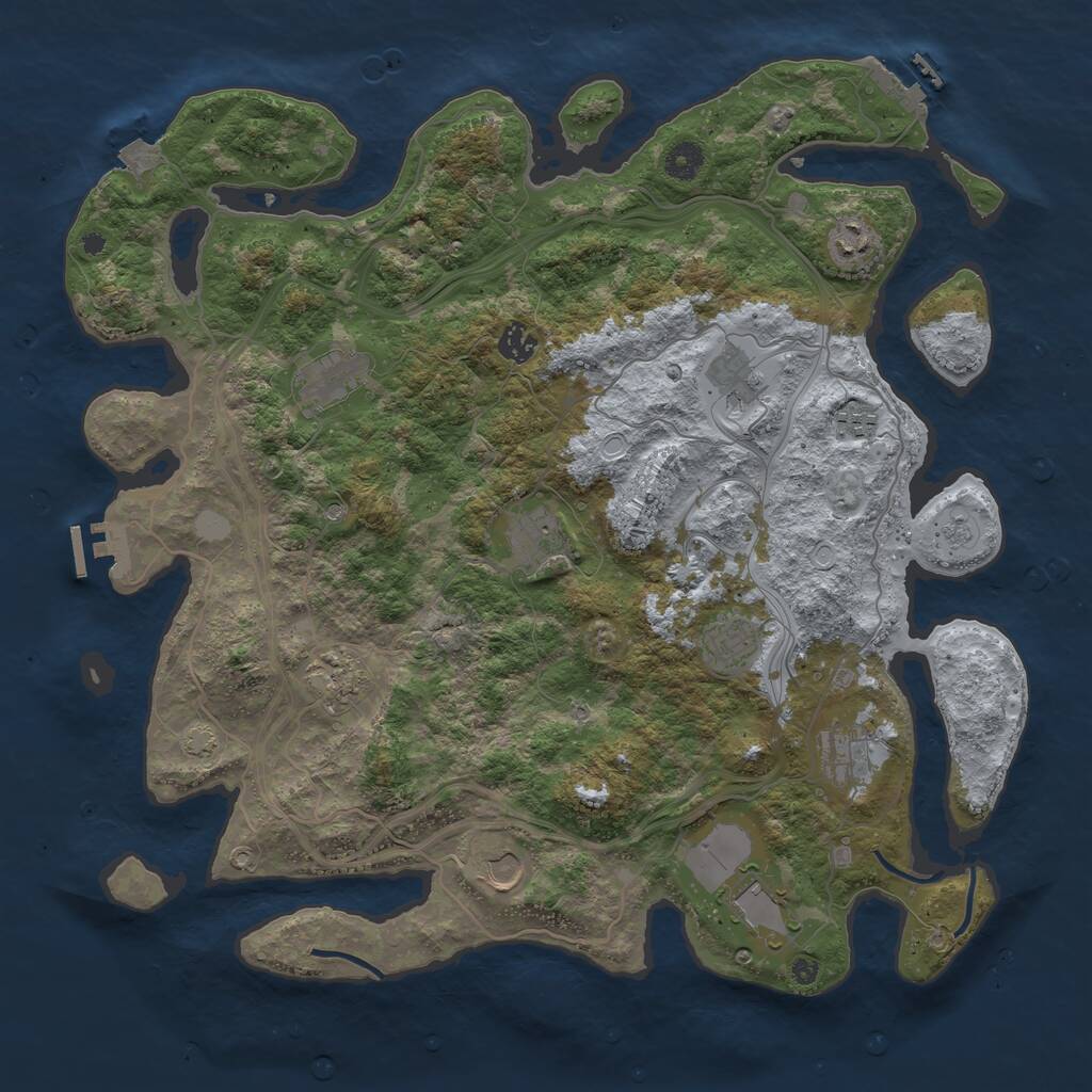 Rust Map: Procedural Map, Size: 4250, Seed: 1102707185, 17 Monuments
