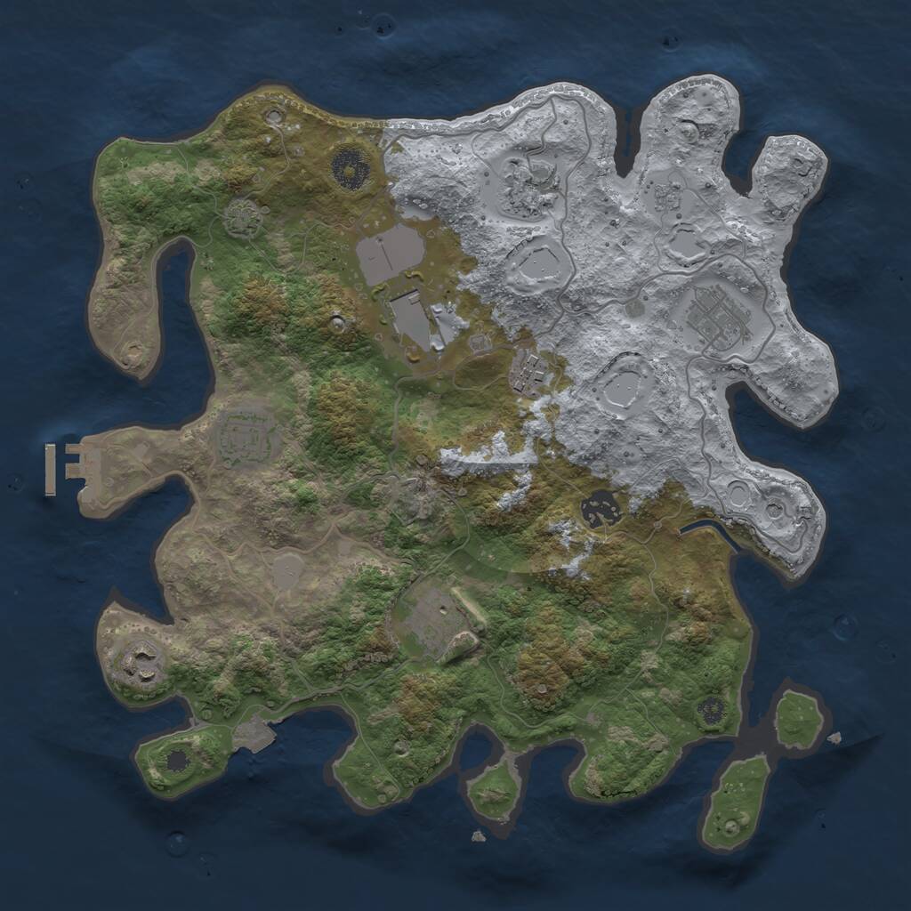 Rust Map: Procedural Map, Size: 3500, Seed: 2112844306, 13 Monuments