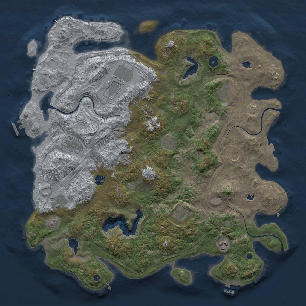 Rust Map: Procedural Map, Size: 4500, Seed: 1722505394, 17 Monuments