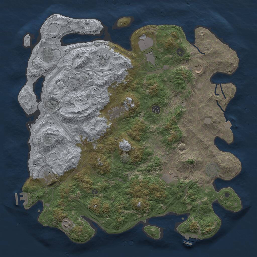 Rust Map: Procedural Map, Size: 4500, Seed: 1722505394, 17 Monuments