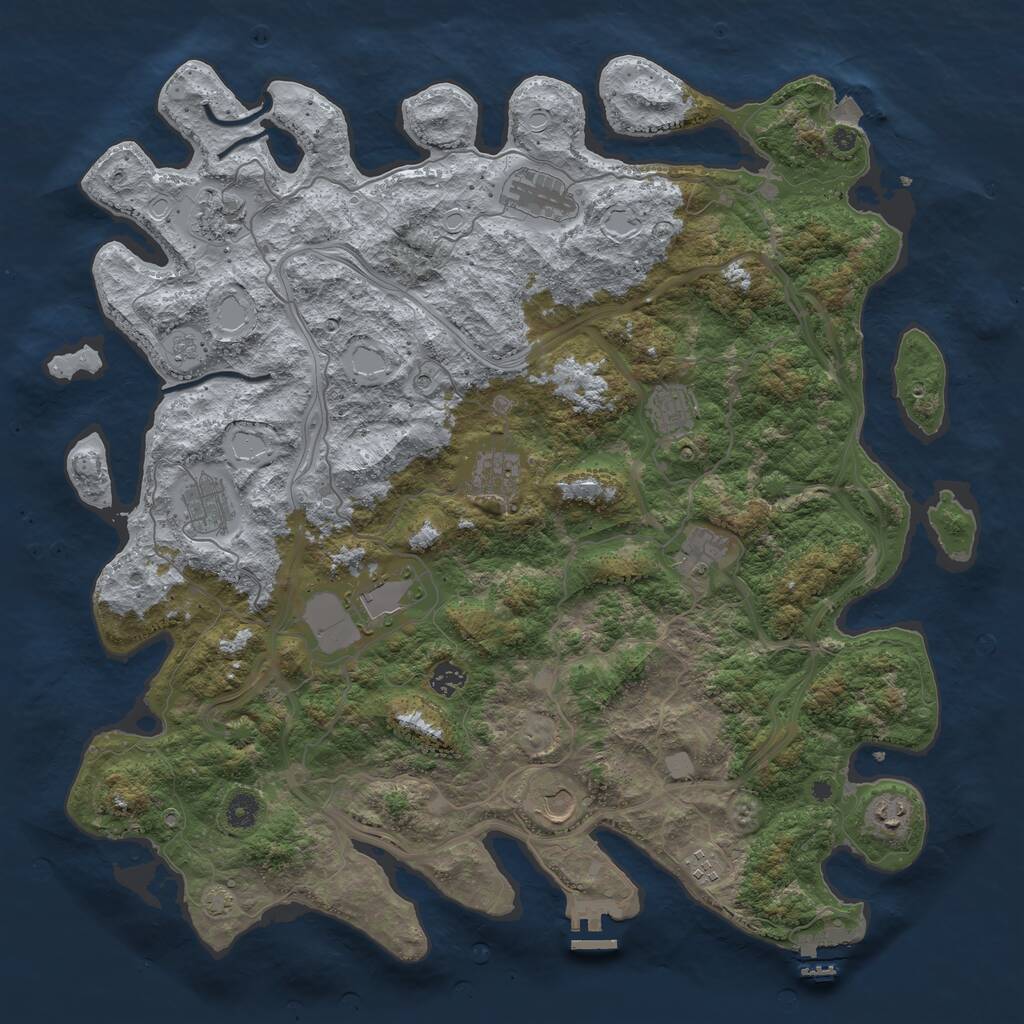 Rust Map: Procedural Map, Size: 4500, Seed: 64391, 17 Monuments