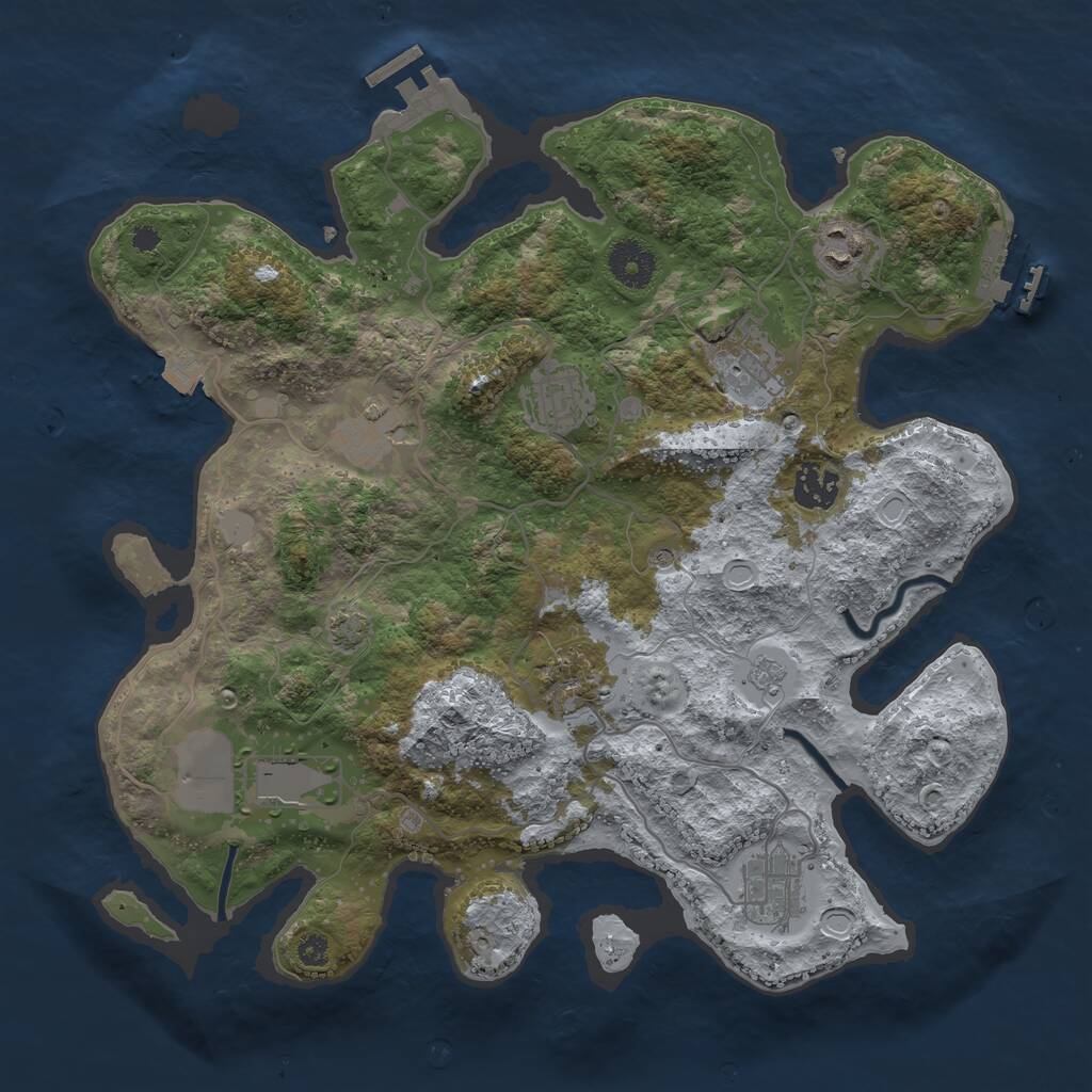 Rust Map: Procedural Map, Size: 3500, Seed: 1388491696, 14 Monuments