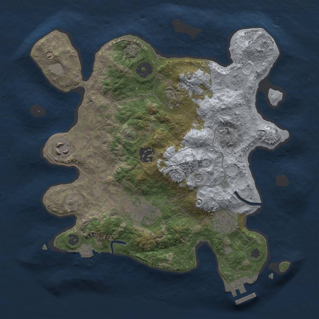 Rust Map: Procedural Map, Size: 3000, Seed: 1947614147, 10 Monuments