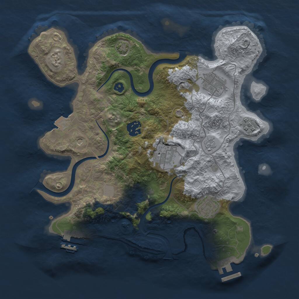 Rust Map: Procedural Map, Size: 3000, Seed: 1947614147, 13 Monuments
