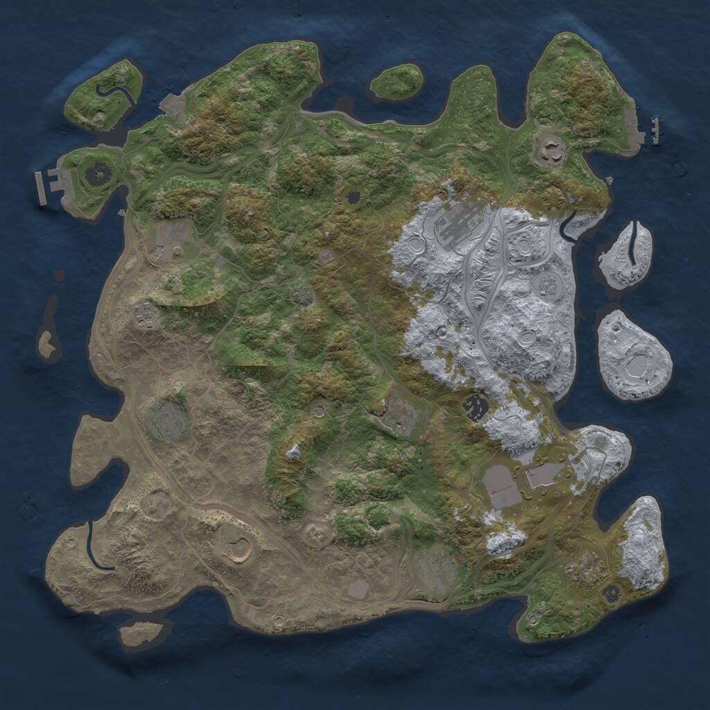 Rust Map: Procedural Map, Size: 4250, Seed: 1914180558, 17 Monuments