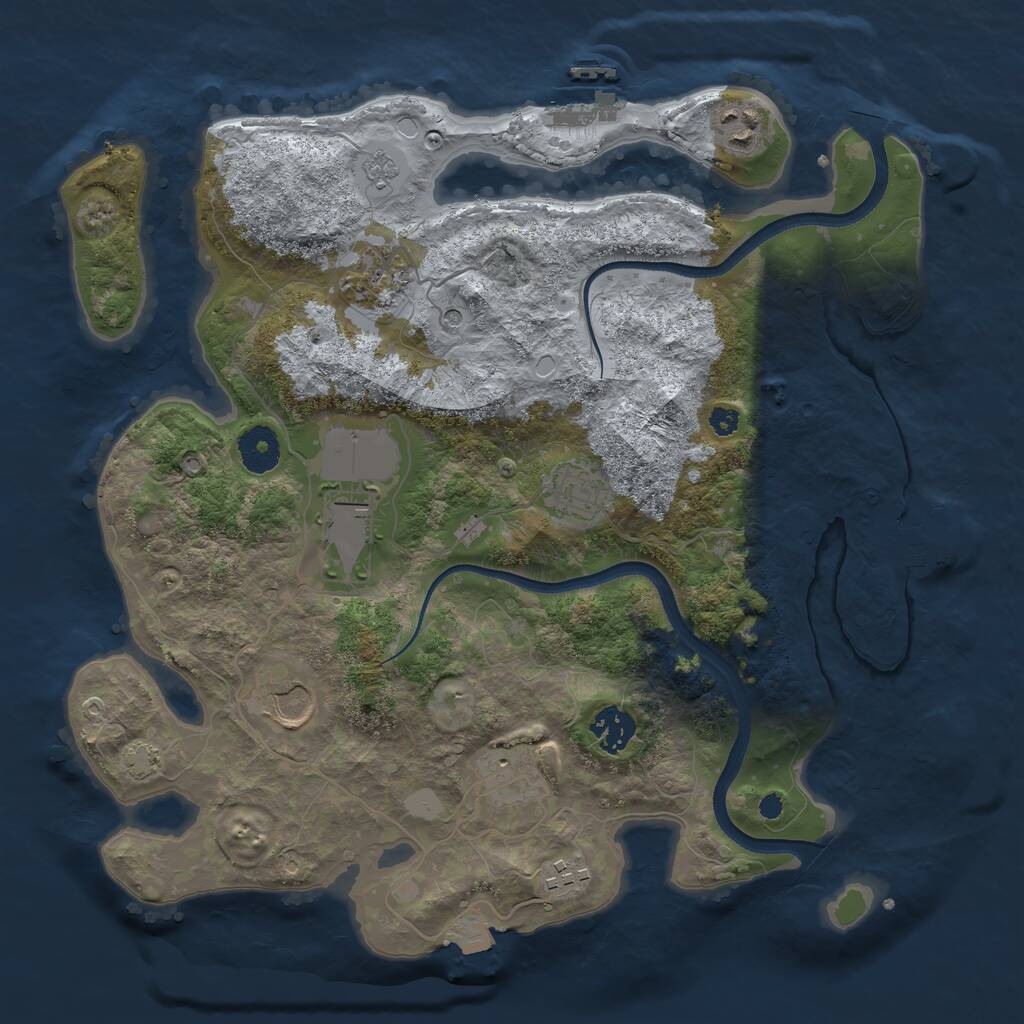 Rust Map: Procedural Map, Size: 3500, Seed: 2026132338, 14 Monuments