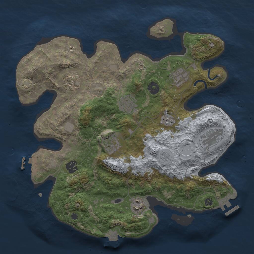 Rust Map: Procedural Map, Size: 3200, Seed: 872468974, 13 Monuments