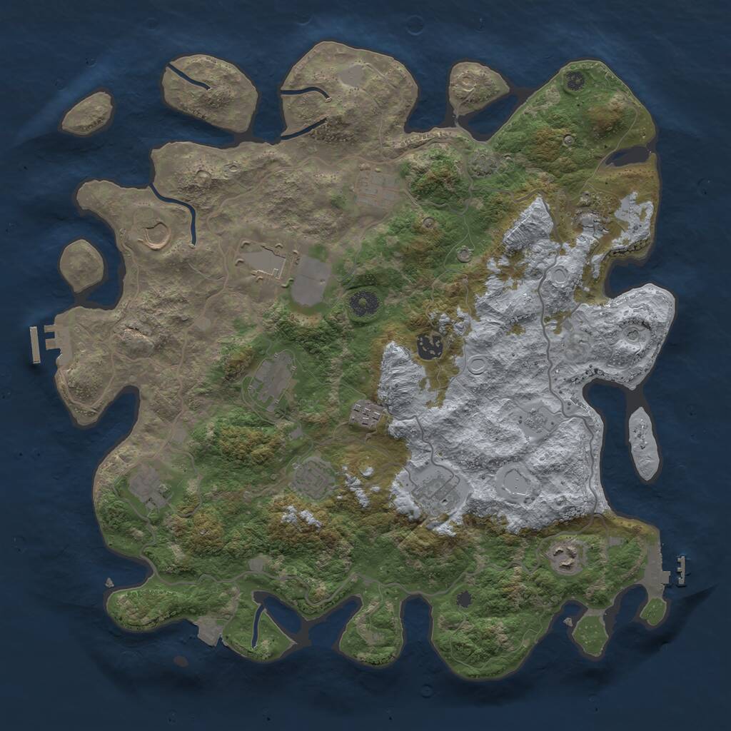 Rust Map: Procedural Map, Size: 4000, Seed: 841819432, 17 Monuments