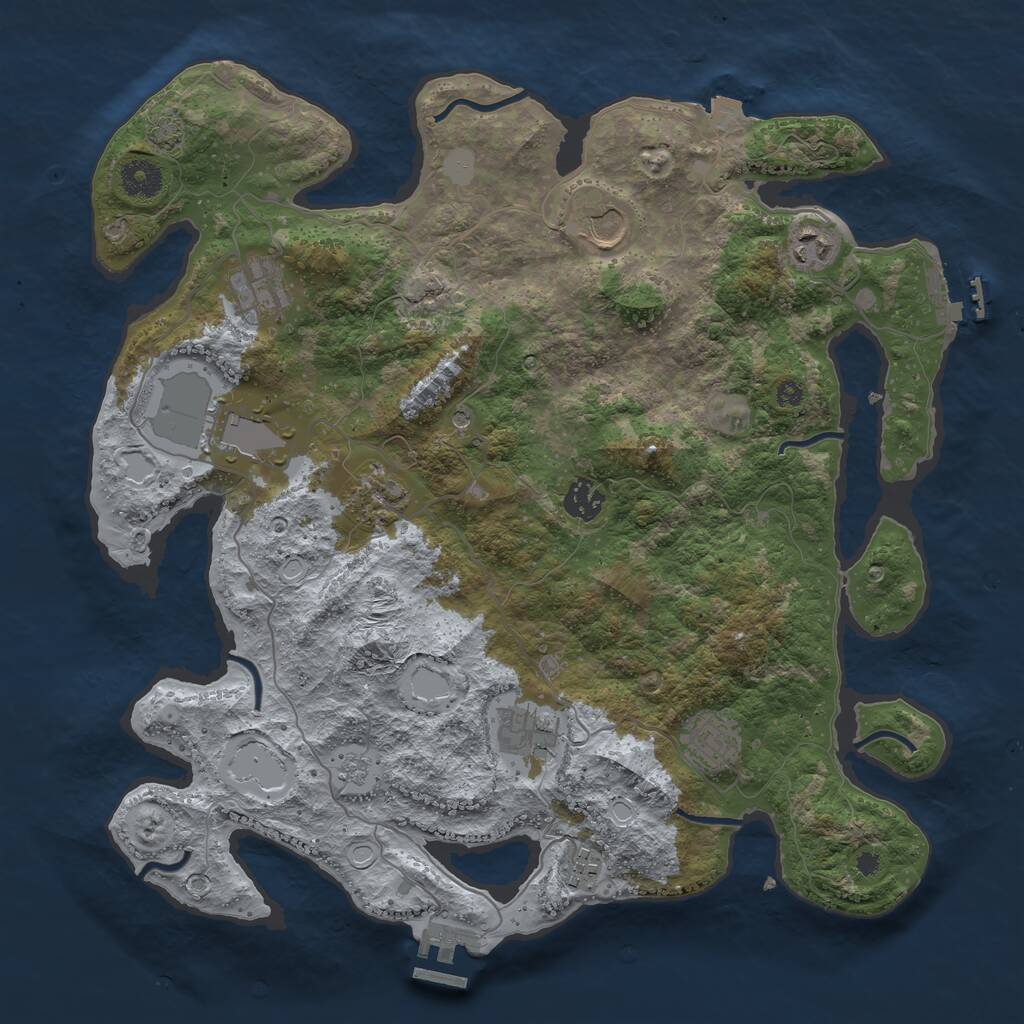 Rust Map: Procedural Map, Size: 3800, Seed: 54645654, 15 Monuments