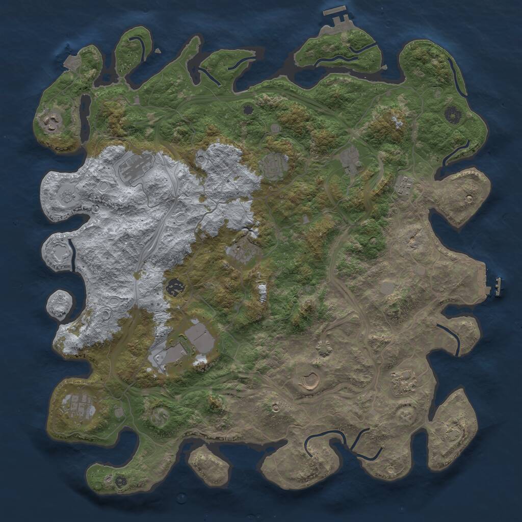 Rust Map: Procedural Map, Size: 4500, Seed: 666357641, 17 Monuments