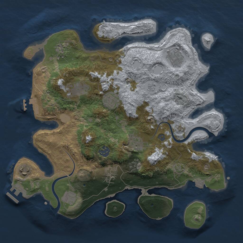 Rust Map: Procedural Map, Size: 3350, Seed: 1700386193, 17 Monuments
