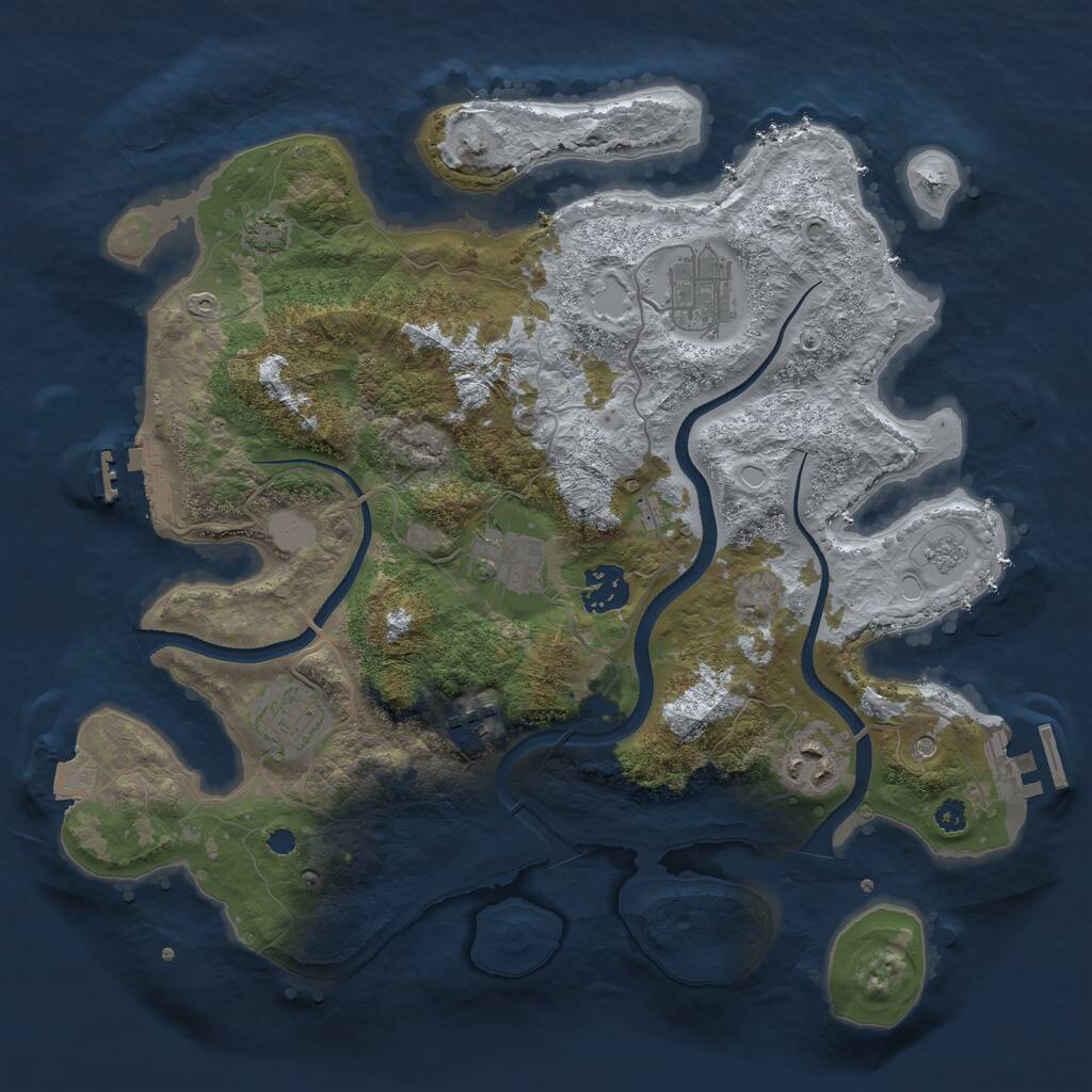 Rust Map: Procedural Map, Size: 3350, Seed: 1700386193, 12 Monuments