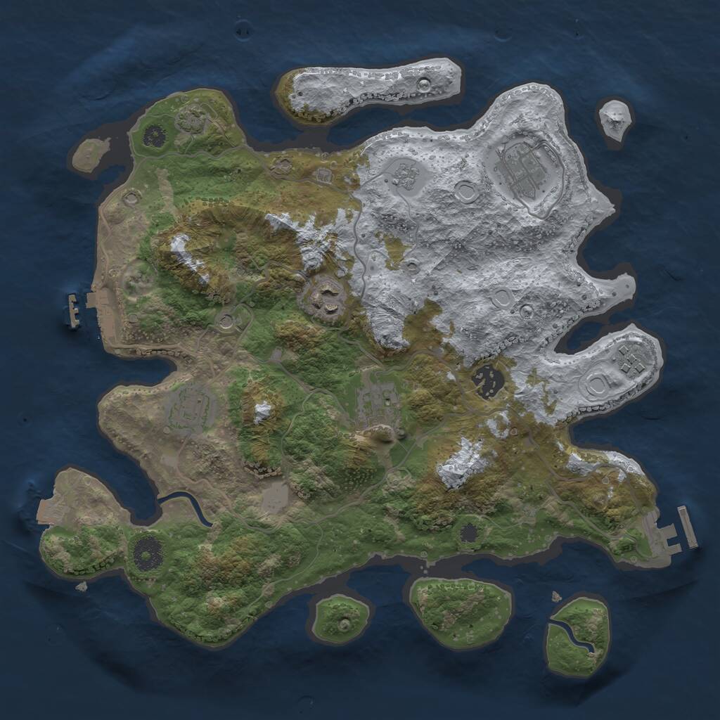 Rust Map: Procedural Map, Size: 3350, Seed: 1700386193, 12 Monuments