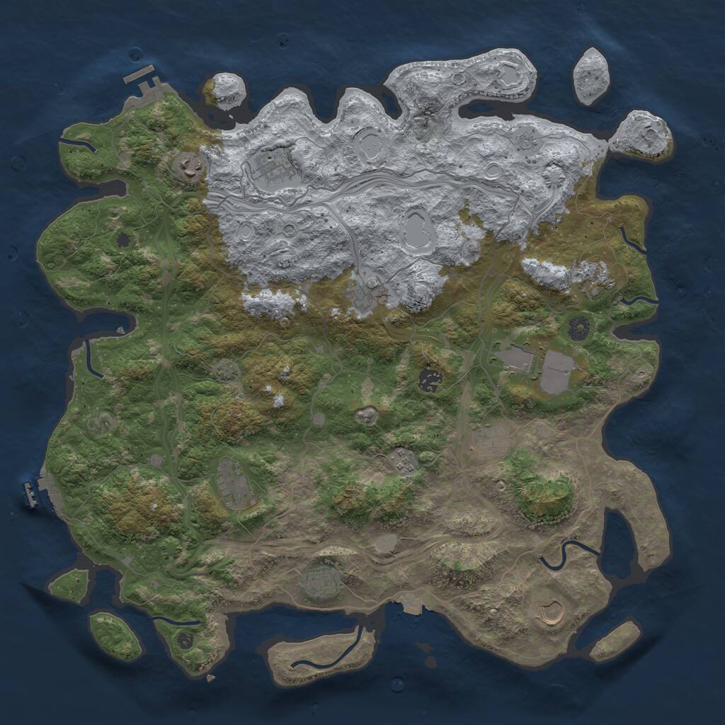 Rust Map: Procedural Map, Size: 4500, Seed: 253476091, 17 Monuments