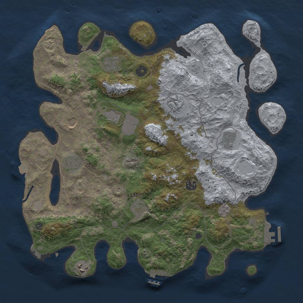 Rust Map: Procedural Map, Size: 4000, Seed: 40024050, 16 Monuments