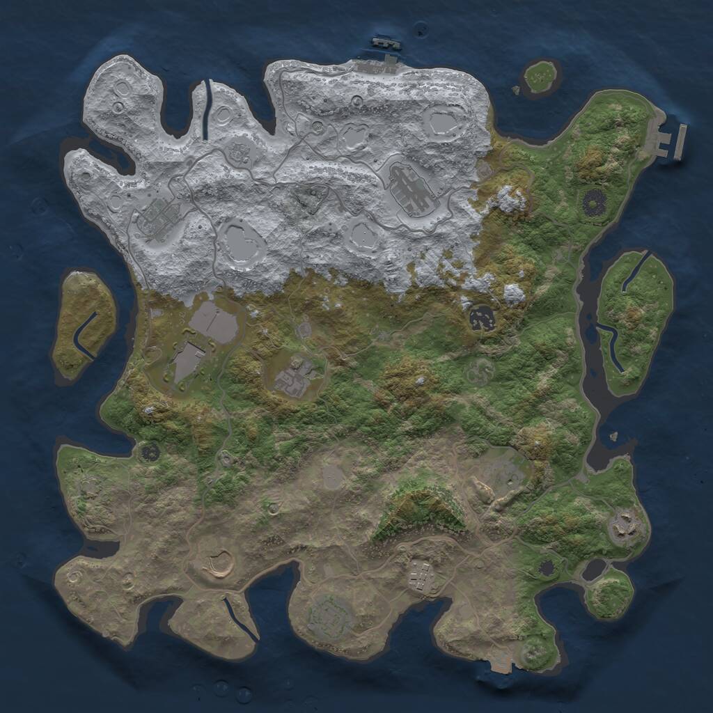 Rust Map: Procedural Map, Size: 4000, Seed: 8606, 18 Monuments