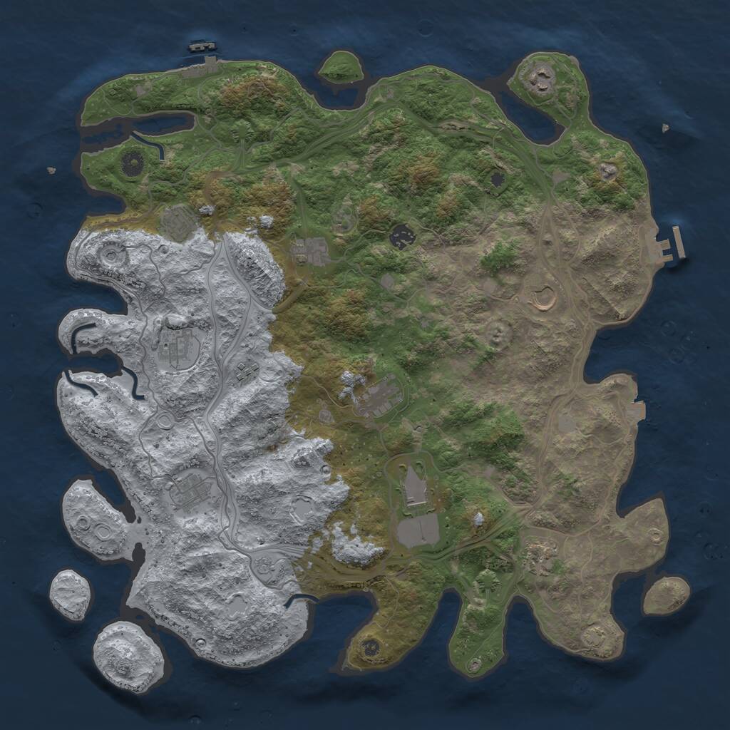 Rust Map: Procedural Map, Size: 4500, Seed: 1347665095, 17 Monuments