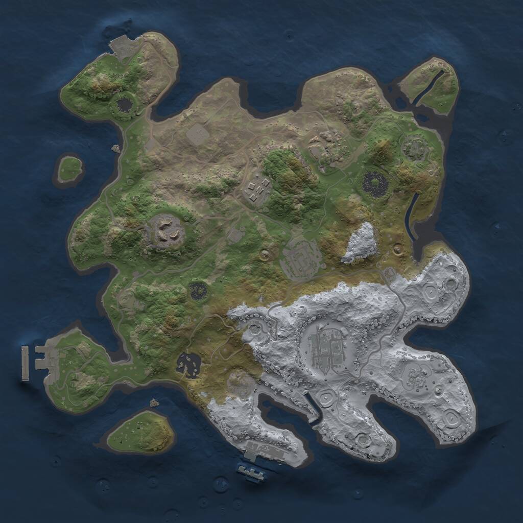 Rust Map: Procedural Map, Size: 3000, Seed: 958424943, 12 Monuments