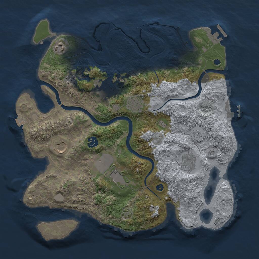 Rust Map: Procedural Map, Size: 3500, Seed: 1141862511, 16 Monuments