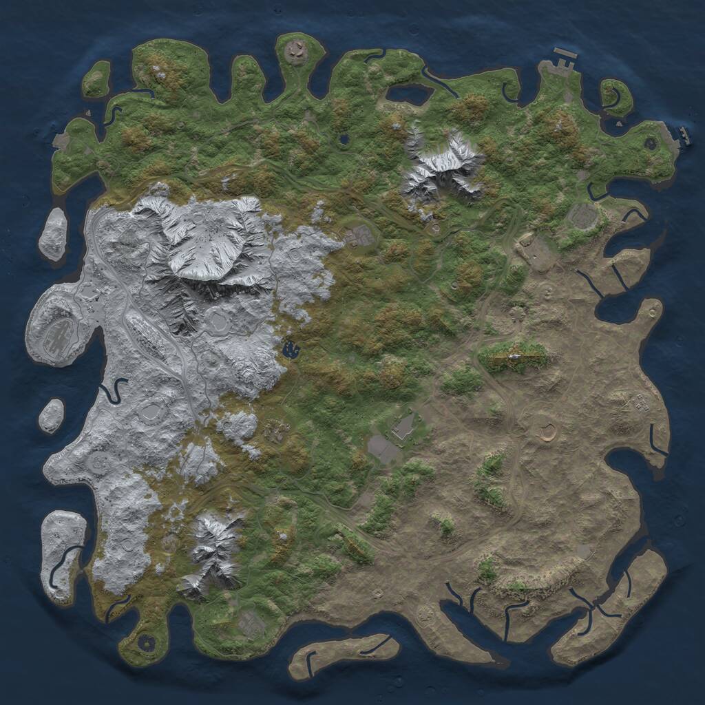 Rust Map: Procedural Map, Size: 6000, Seed: 569909164, 17 Monuments