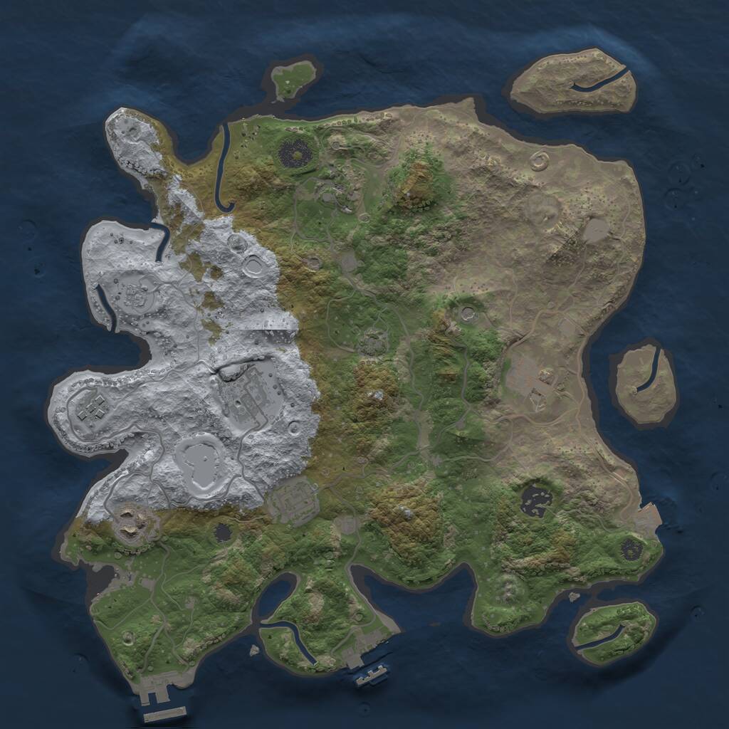 Rust Map: Procedural Map, Size: 3450, Seed: 821599, 13 Monuments