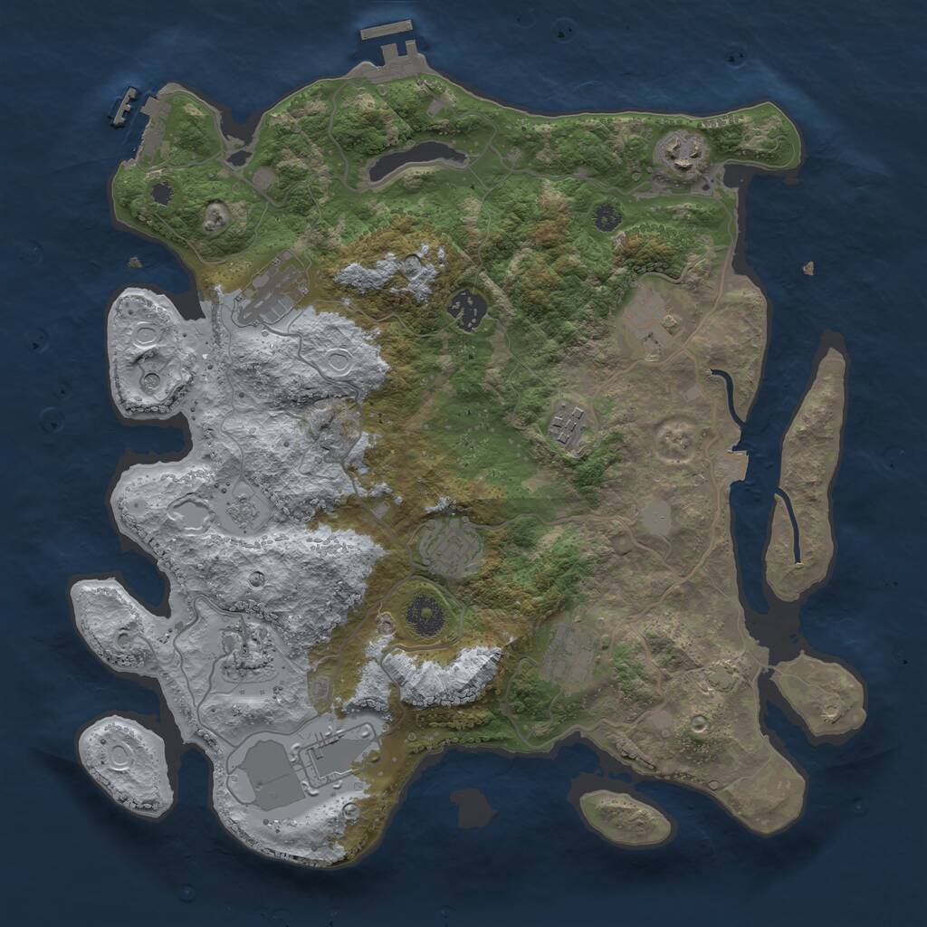 Rust Map: Procedural Map, Size: 3600, Seed: 1614944338, 15 Monuments