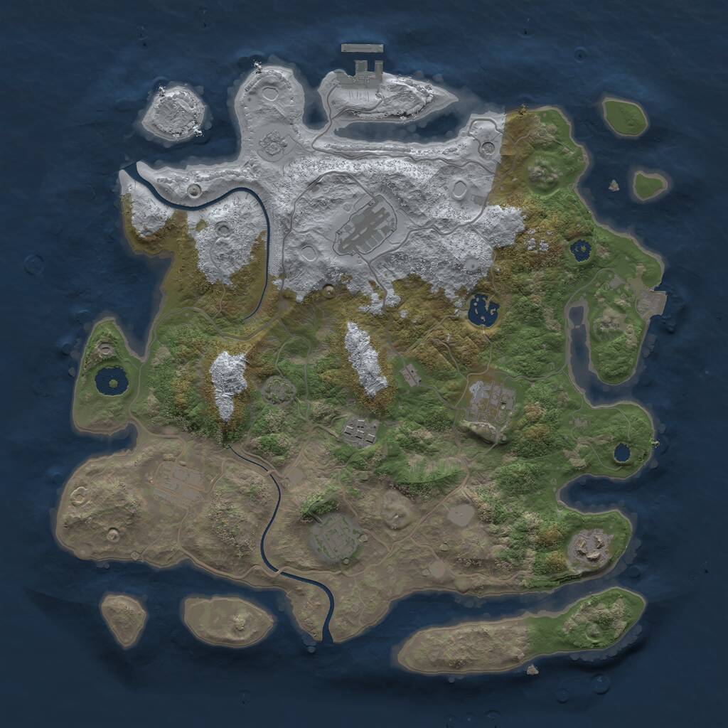 Rust Map: Procedural Map, Size: 3500, Seed: 136095173, 12 Monuments