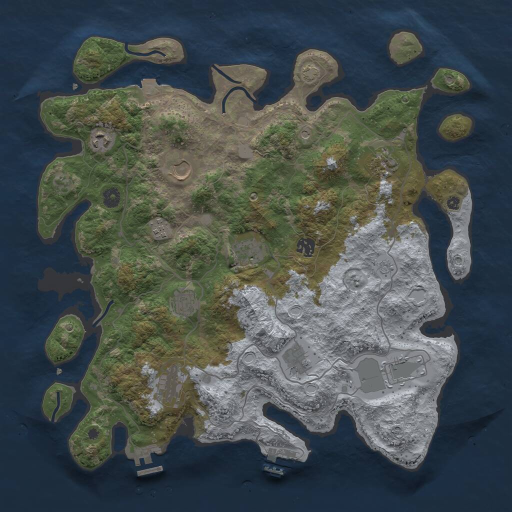 Rust Map: Procedural Map, Size: 4000, Seed: 1294276679, 16 Monuments