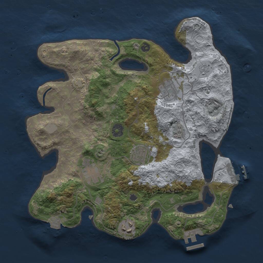 Rust Map: Procedural Map, Size: 3000, Seed: 1150181033, 10 Monuments