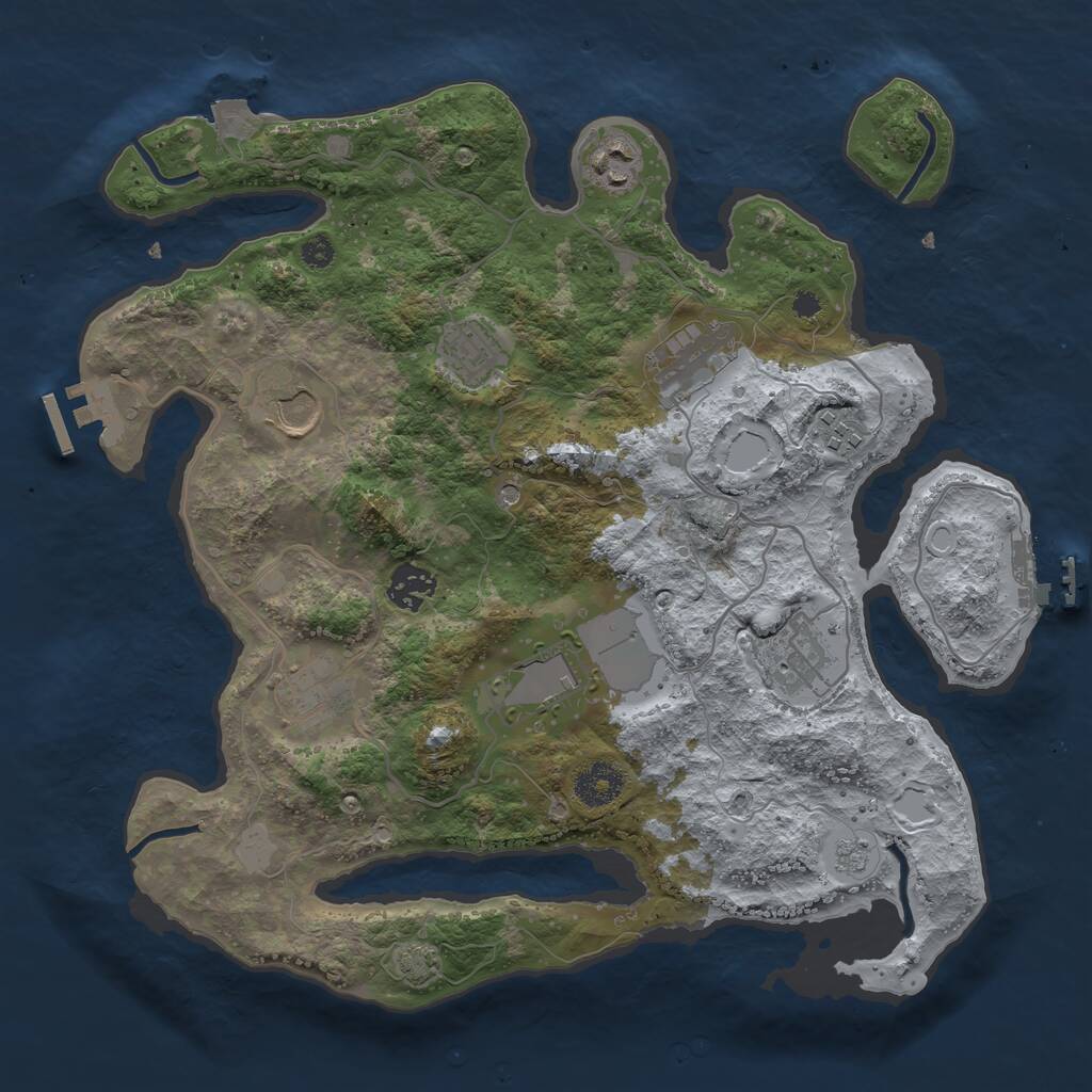 Rust Map: Procedural Map, Size: 3500, Seed: 2005100077, 15 Monuments