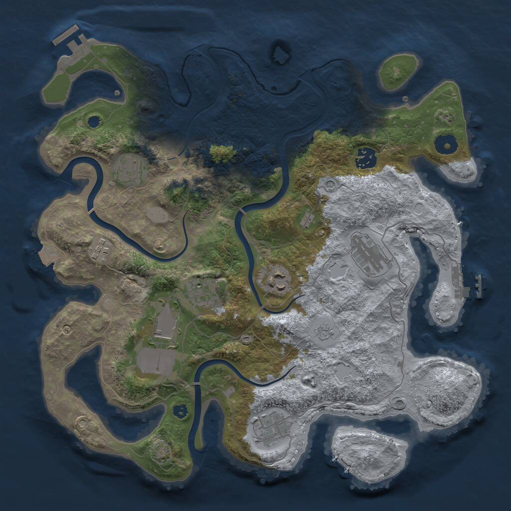 Rust Map: Procedural Map, Size: 3500, Seed: 623684625, 14 Monuments
