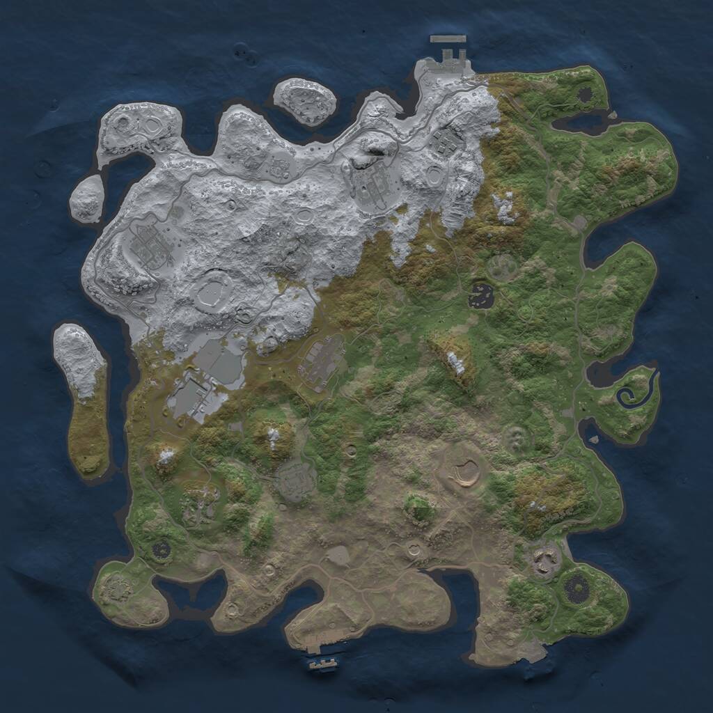 Rust Map: Procedural Map, Size: 4000, Seed: 31024, 16 Monuments