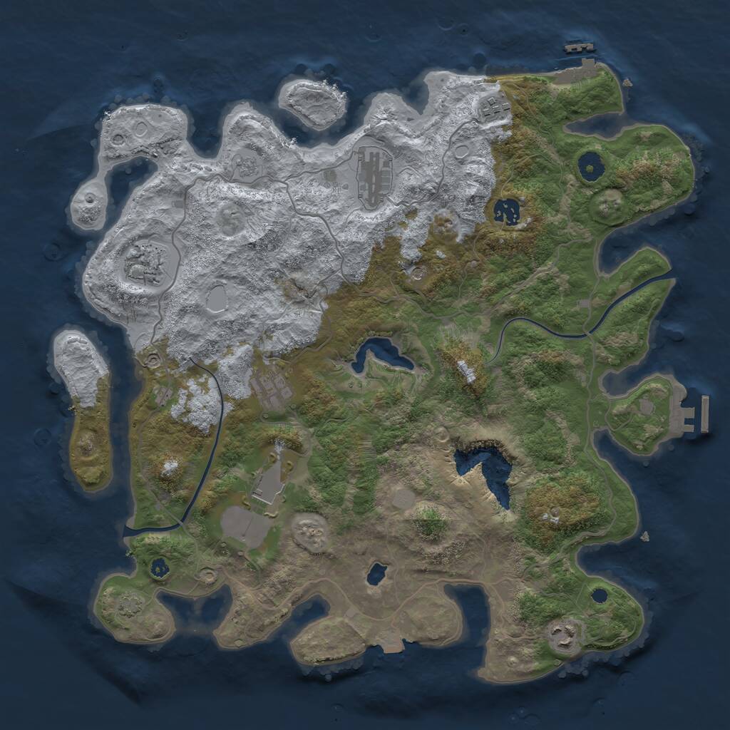 Rust Map: Procedural Map, Size: 4000, Seed: 31024, 13 Monuments