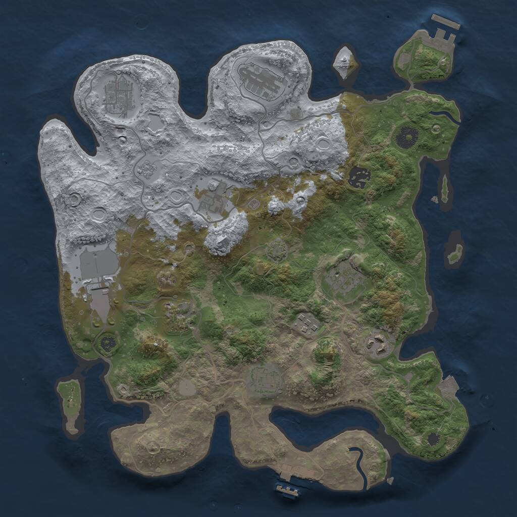 Rust Map: Procedural Map, Size: 3500, Seed: 927764572, 16 Monuments