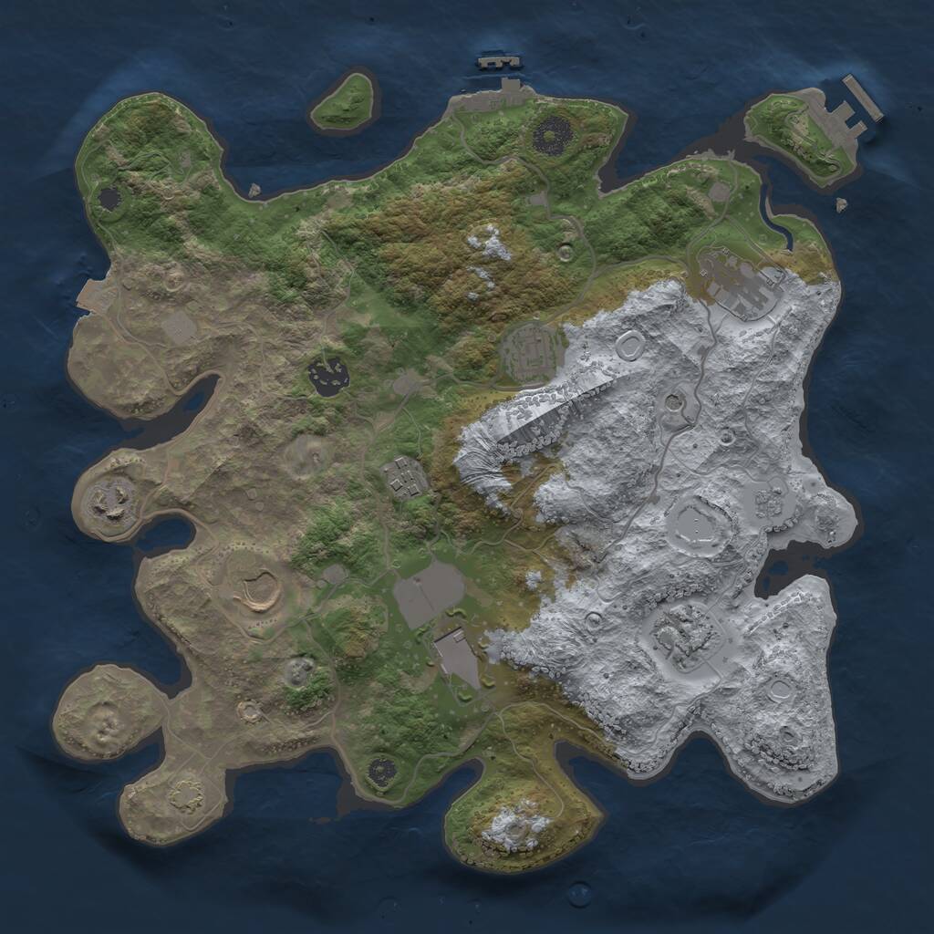 Rust Map: Procedural Map, Size: 3500, Seed: 68744364, 14 Monuments