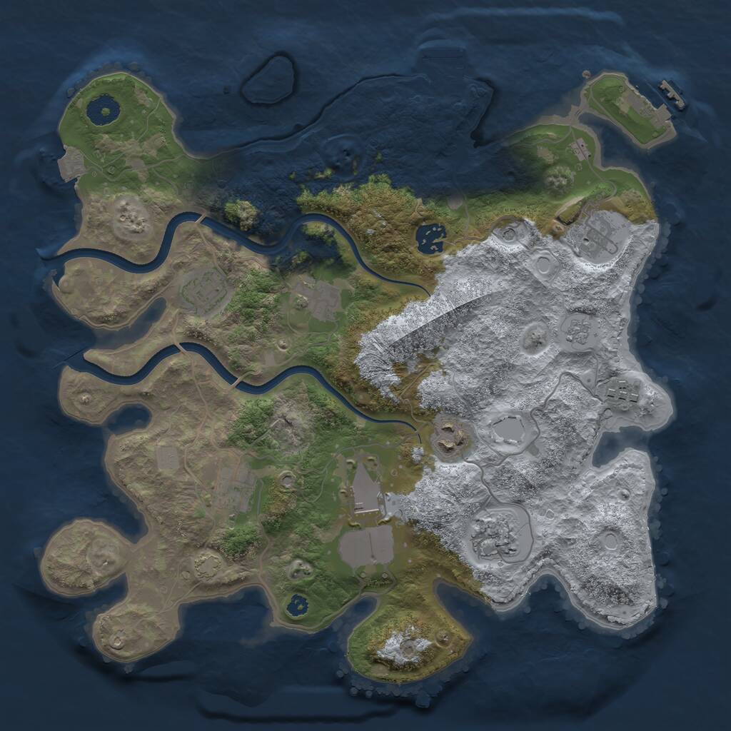 Rust Map: Procedural Map, Size: 3500, Seed: 68744364, 15 Monuments