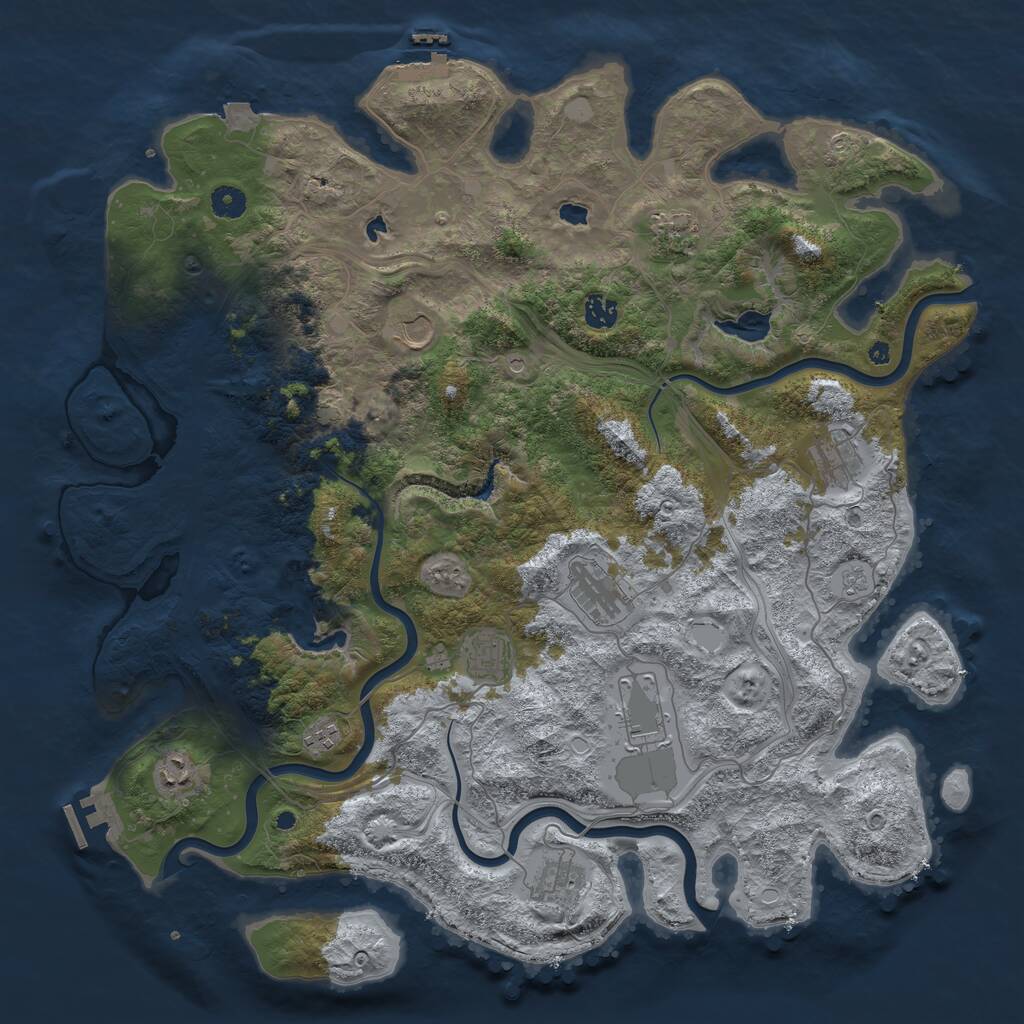 Rust Map: Procedural Map, Size: 4500, Seed: 72341087, 16 Monuments