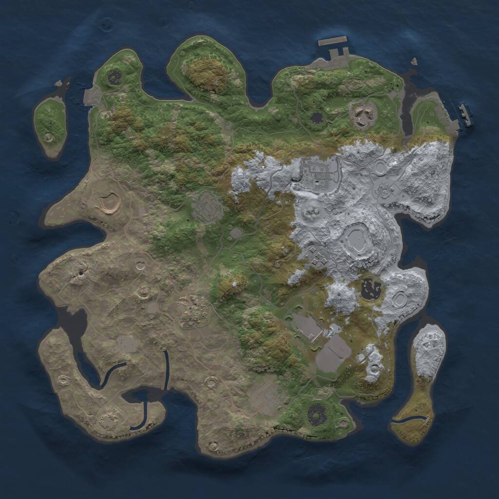 Rust Map: Procedural Map, Size: 3500, Seed: 1764776825, 15 Monuments