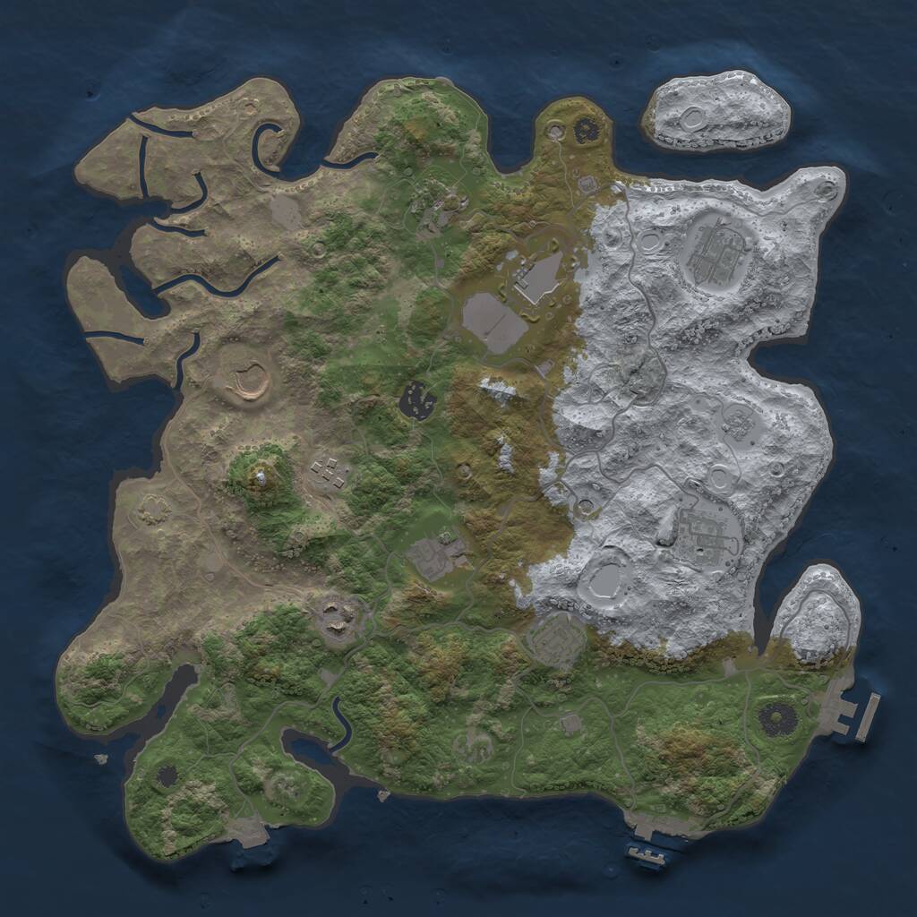 Rust Map: Procedural Map, Size: 3750, Seed: 11631769, 16 Monuments