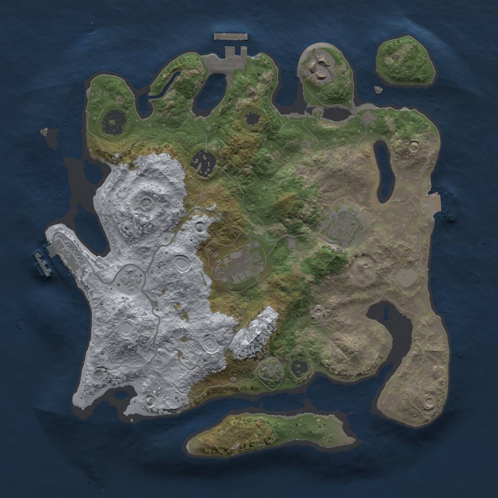 Rust Map: Procedural Map, Size: 3000, Seed: 75790, 10 Monuments