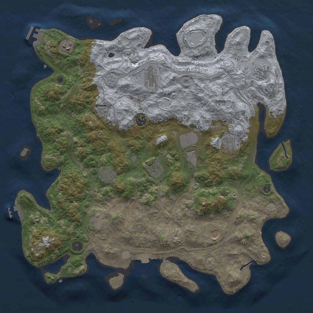 Rust Map: Procedural Map, Size: 4500, Seed: 349358242, 17 Monuments