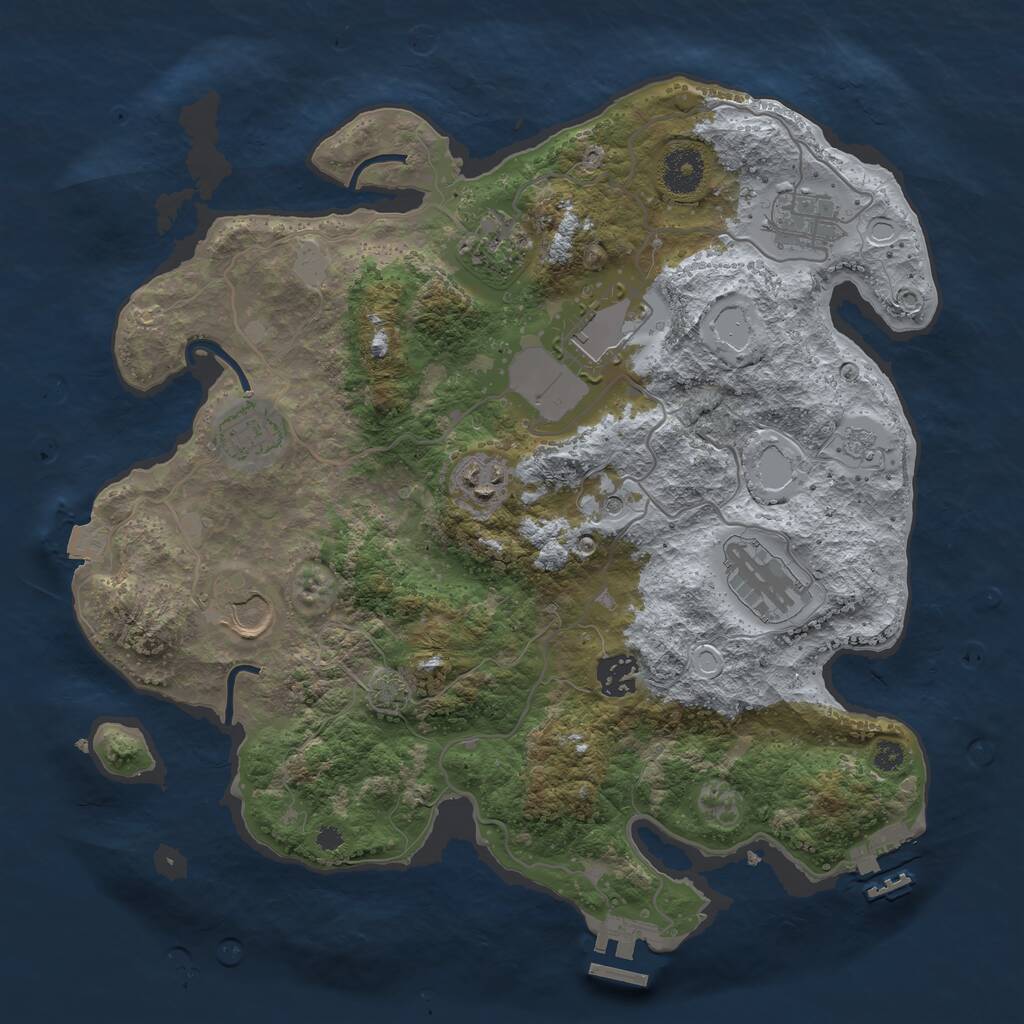 Rust Map: Procedural Map, Size: 3500, Seed: 1001302509, 14 Monuments